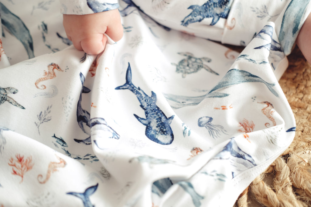 Baby Blanket - Save our Seas with matching Beanie