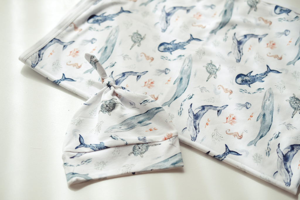 Baby Blanket - Save our Seas with matching Beanie