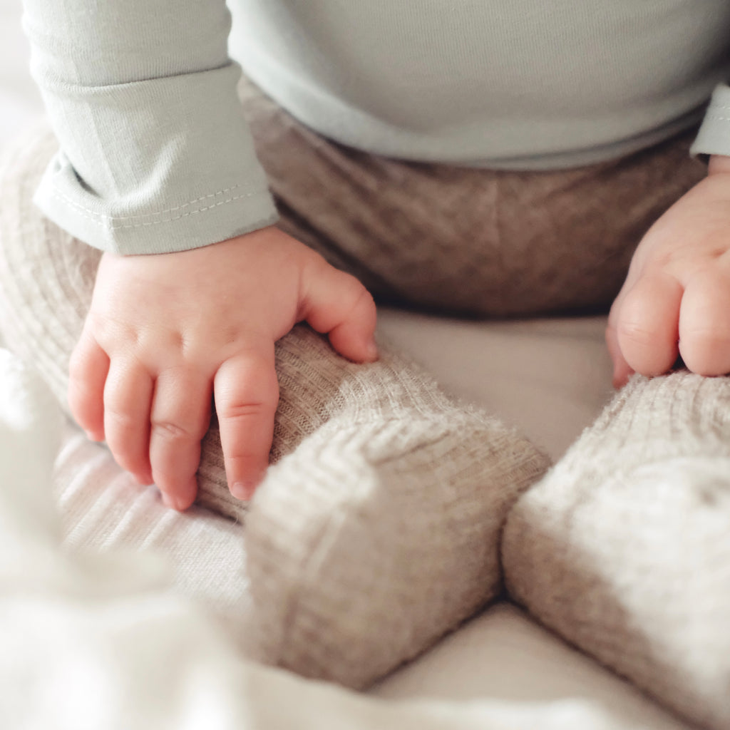Footie Leggings - Grey & Olive