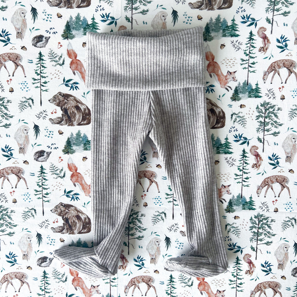Footie Leggings - Grey & Olive