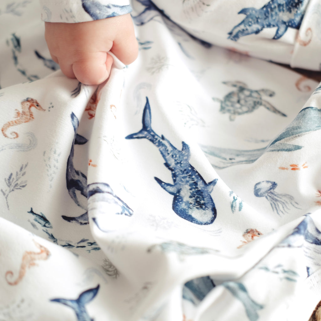 Baby Blanket - Save our Seas with matching Beanie