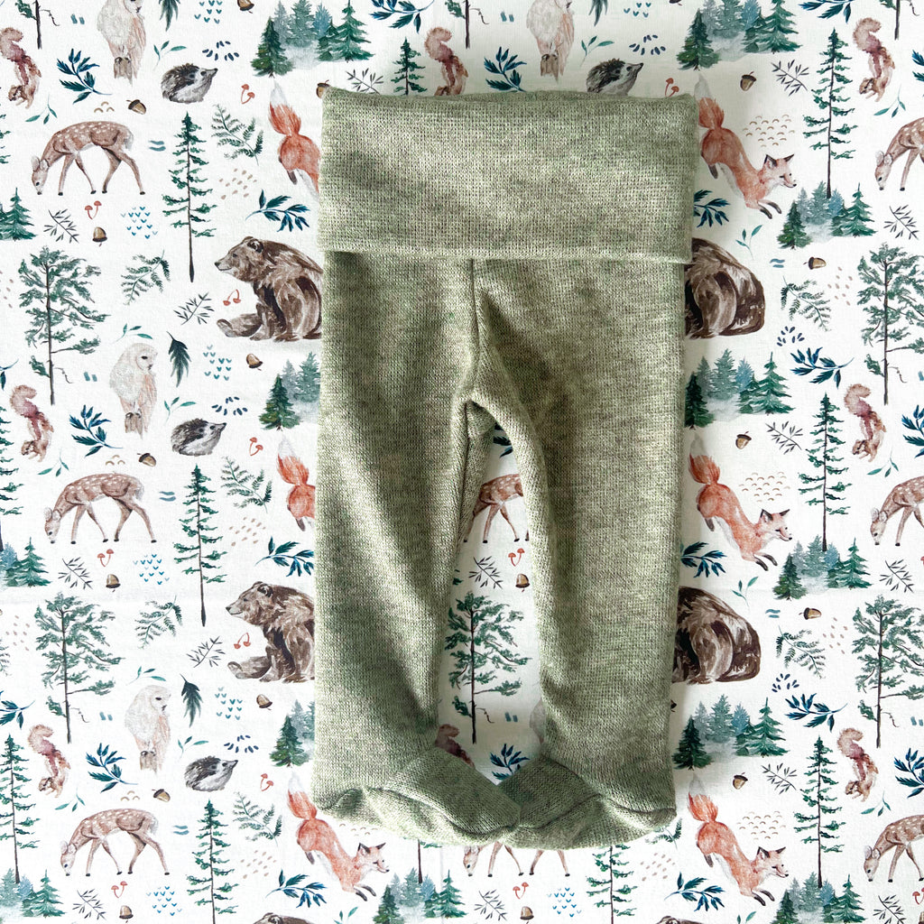 Footie Leggings - Grey & Olive