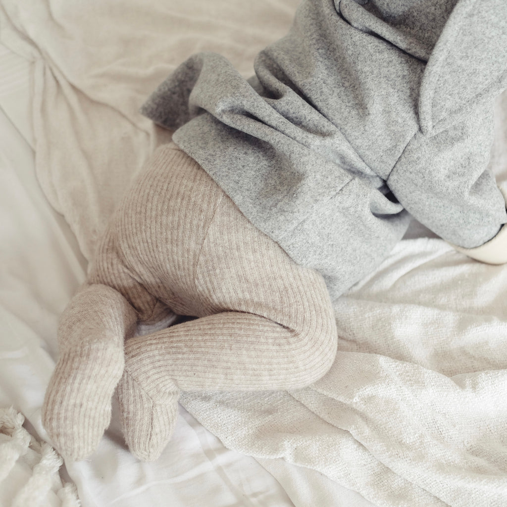 Footie Leggings - Grey & Olive