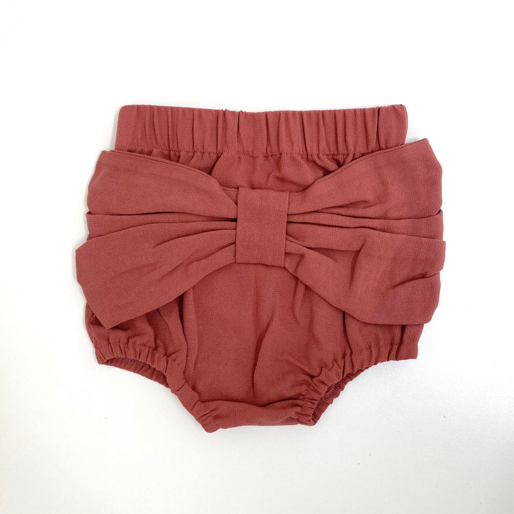 Dusty Rose bow bloomer 0-3, 6-12 months