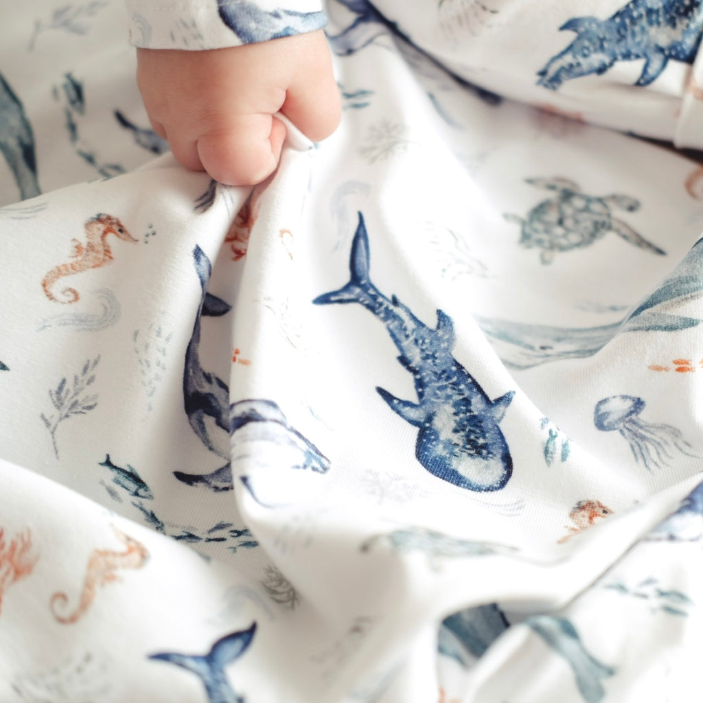 Baby Blanket - Save our Seas with matching Beanie